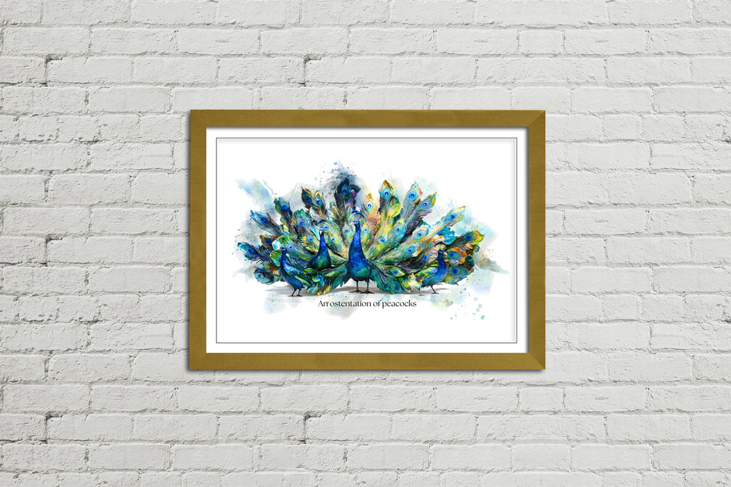 An Ostentation of Peacocks – Framed Wall Art Print