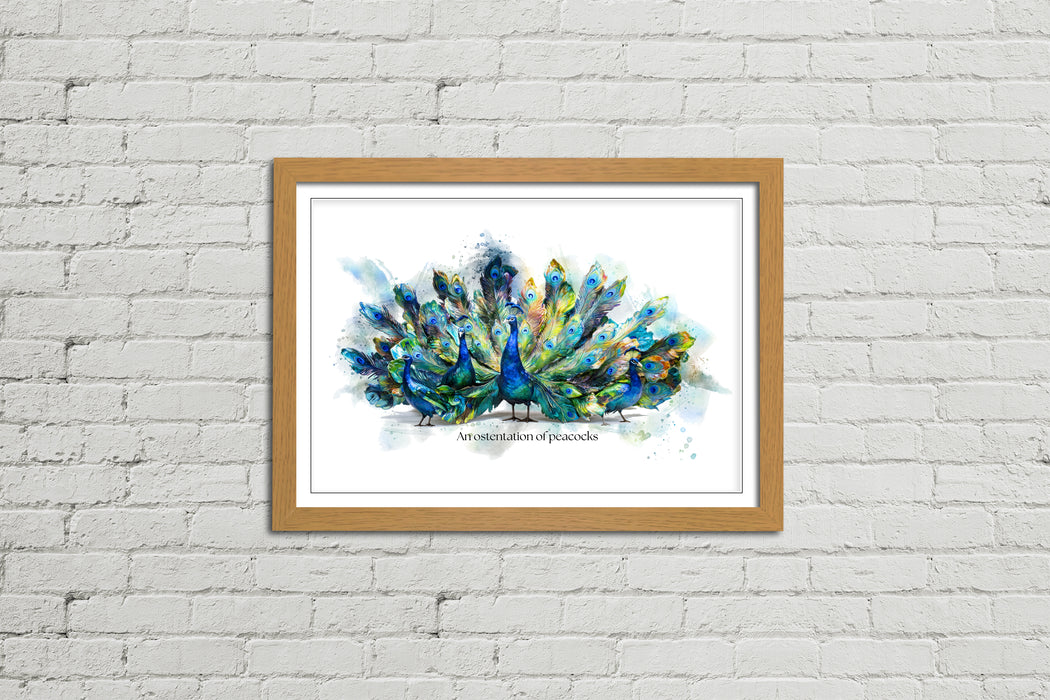 An Ostentation of Peacocks – Framed Wall Art Print