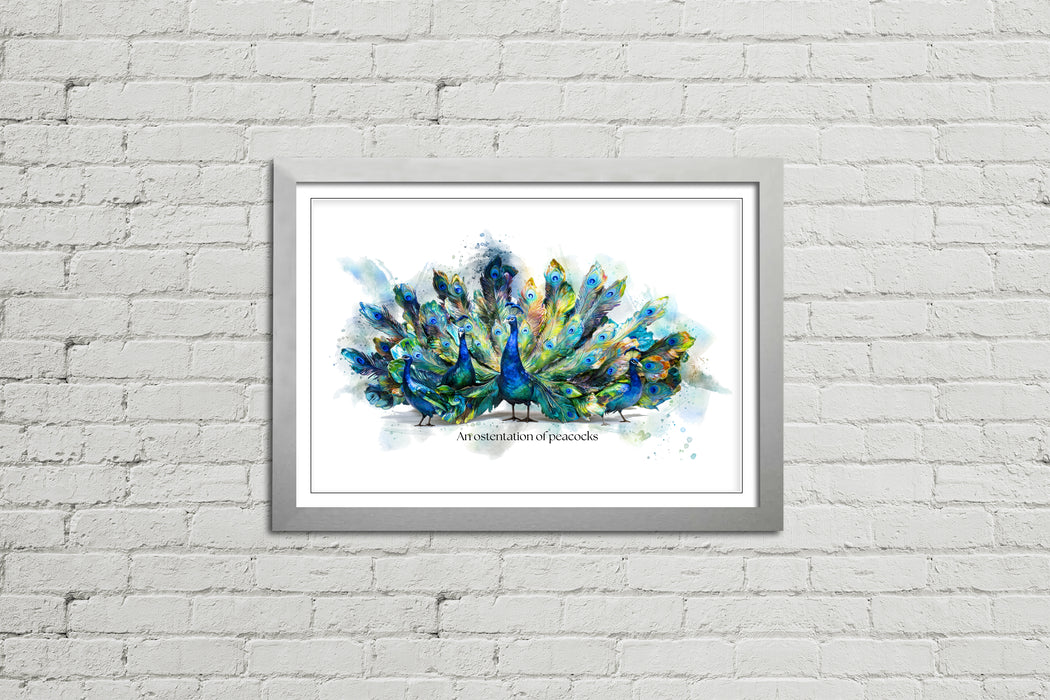 An Ostentation of Peacocks – Framed Wall Art Print