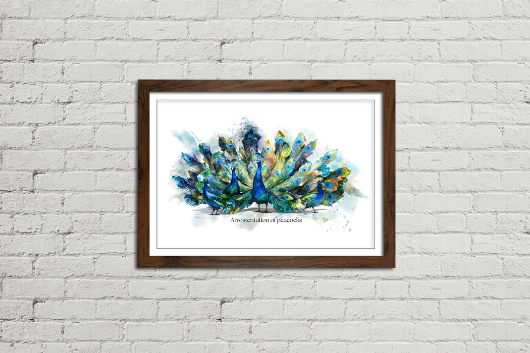 An Ostentation of Peacocks – Framed Wall Art Print