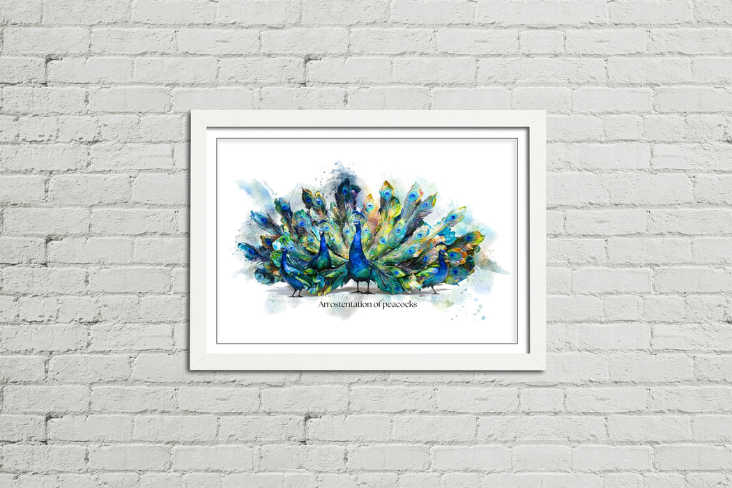 An Ostentation of Peacocks – Framed Wall Art Print