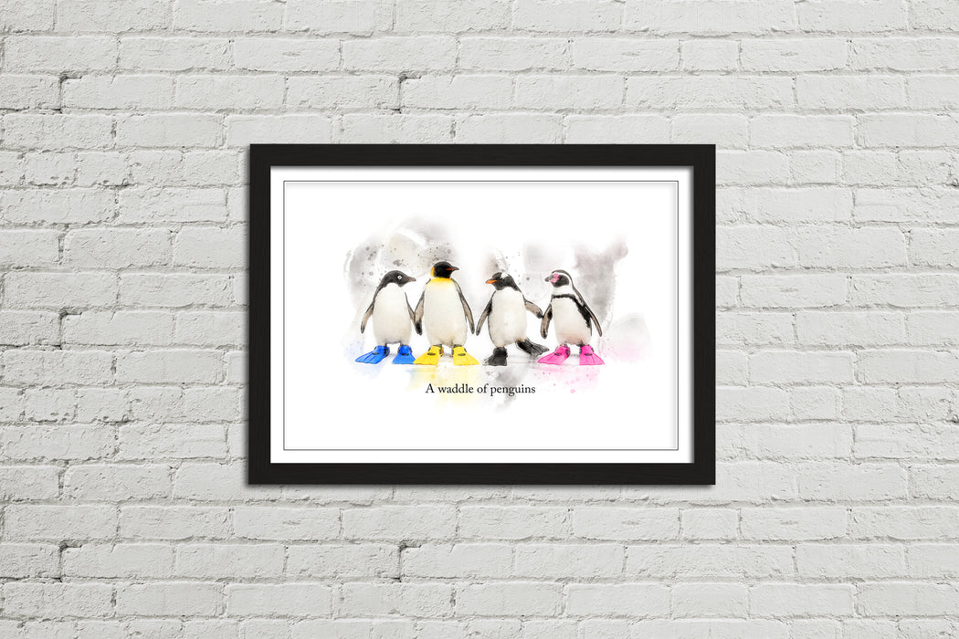 A Waddle of Penguins – Framed Wall Art Print