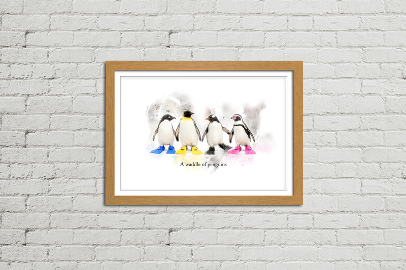 A Waddle of Penguins – Framed Wall Art Print