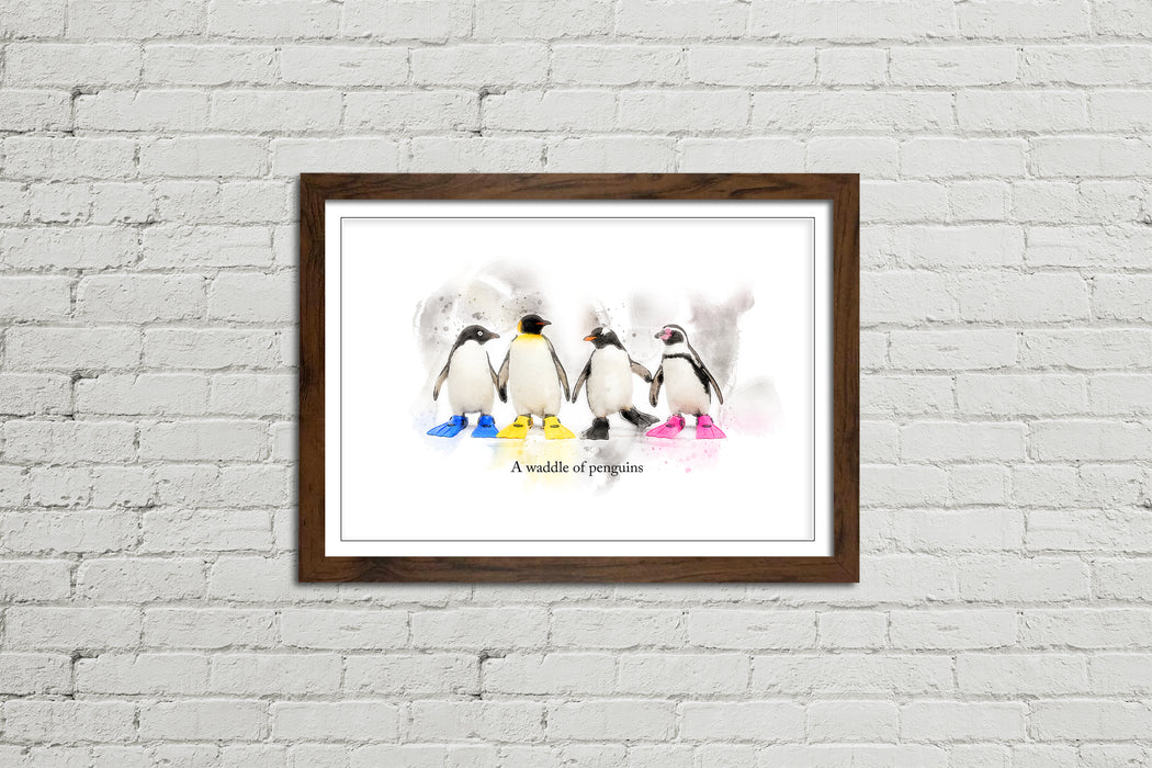 A Waddle of Penguins – Framed Wall Art Print