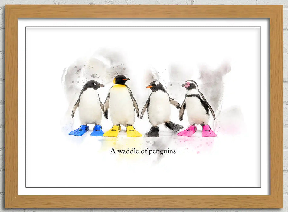 A Waddle of Penguins – Framed Wall Art Print