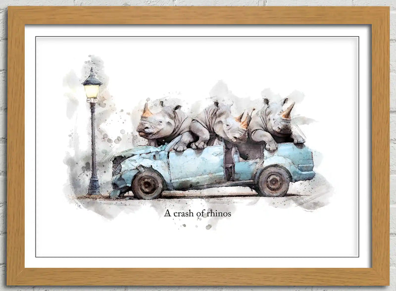 A Crash of Rhinos – Framed Wall Art Print
