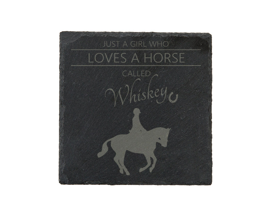 Love Horses - Personalised Slate Coaster