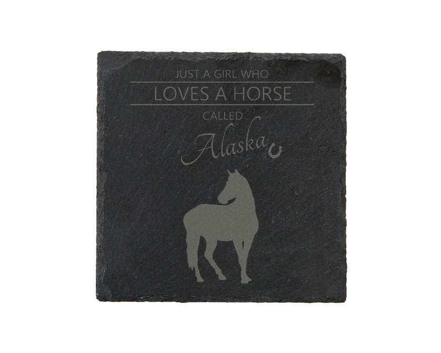 Love Horses - Personalised Slate Coaster