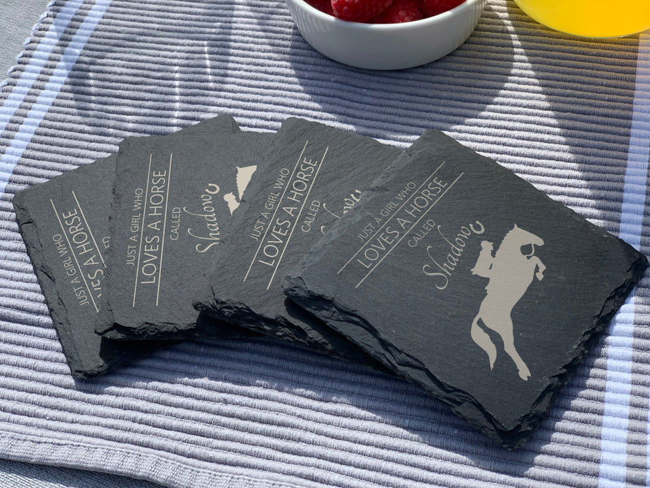 Love Horses - Personalised Slate Coaster