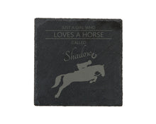 Load image into Gallery viewer, Love Horses - Personalised Slate Coaster
