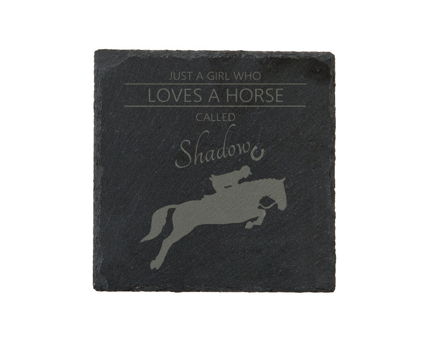 Love Horses - Personalised Slate Coaster