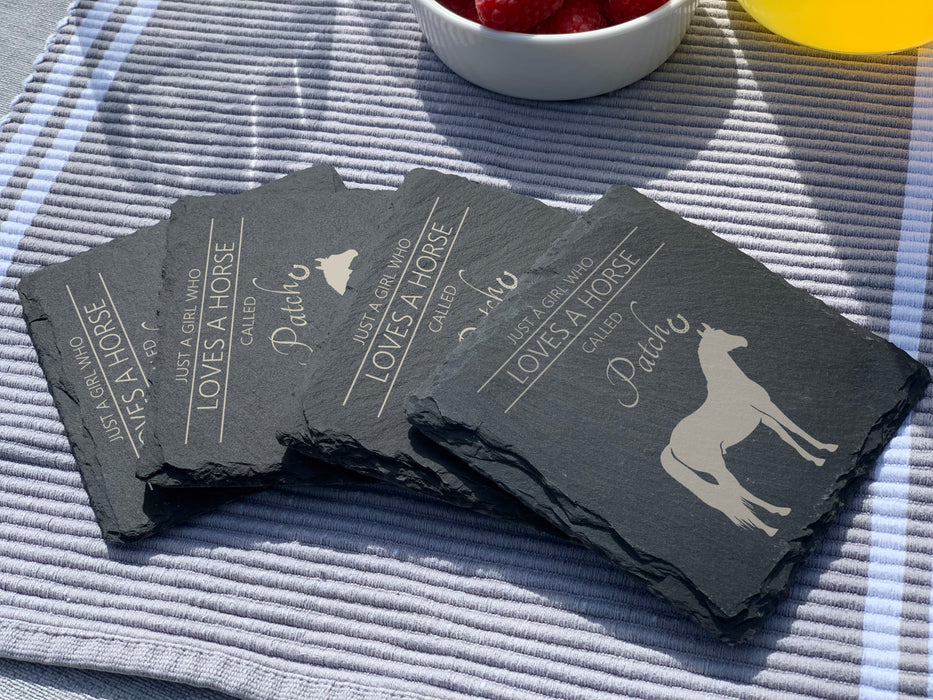 Love Horses - Personalised Slate Coaster