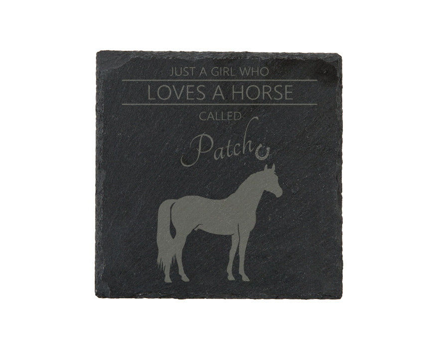 Love Horses - Personalised Slate Coaster