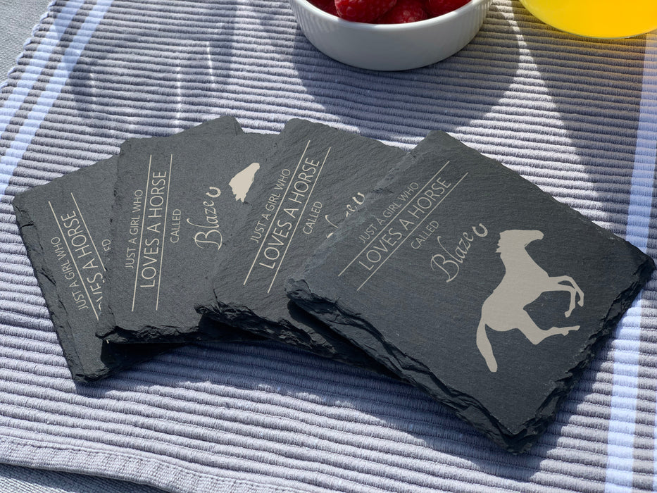 Love Horses - Personalised Slate Coaster