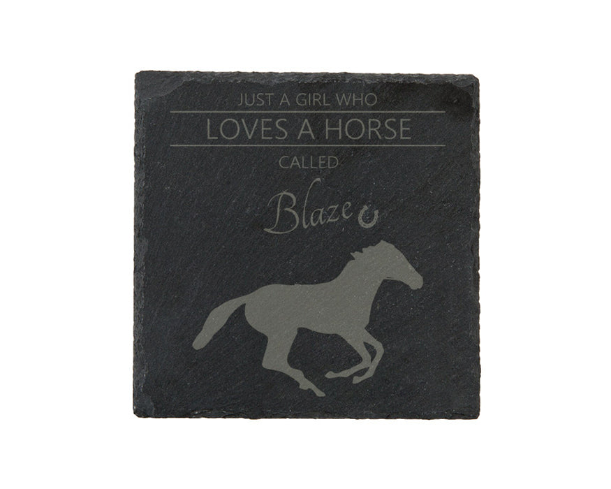 Love Horses - Personalised Slate Coaster