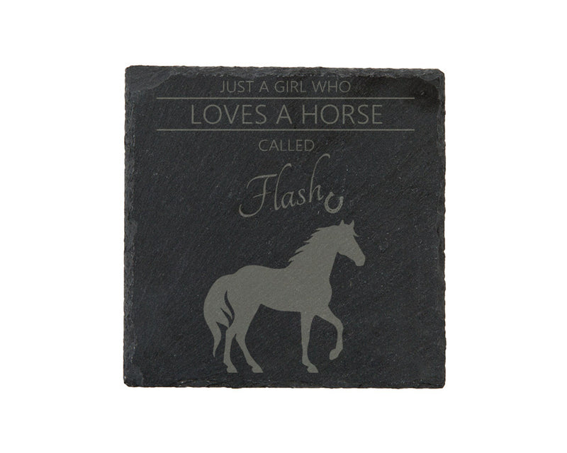 Love Horses - Personalised Slate Coaster