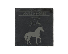 Load image into Gallery viewer, Love Horses - Personalised Slate Coaster
