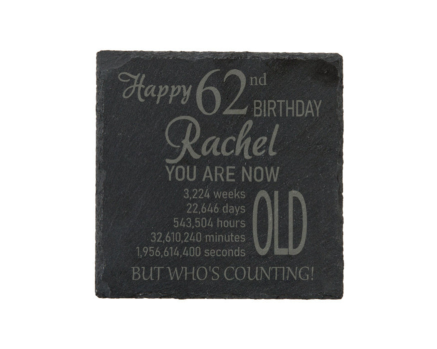 Happy Birthday - you are now old - Personalised slate coaster