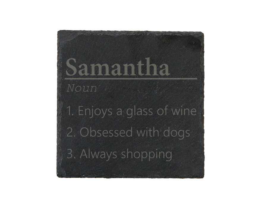 Dictionary name definitions  - personalised slate coaster