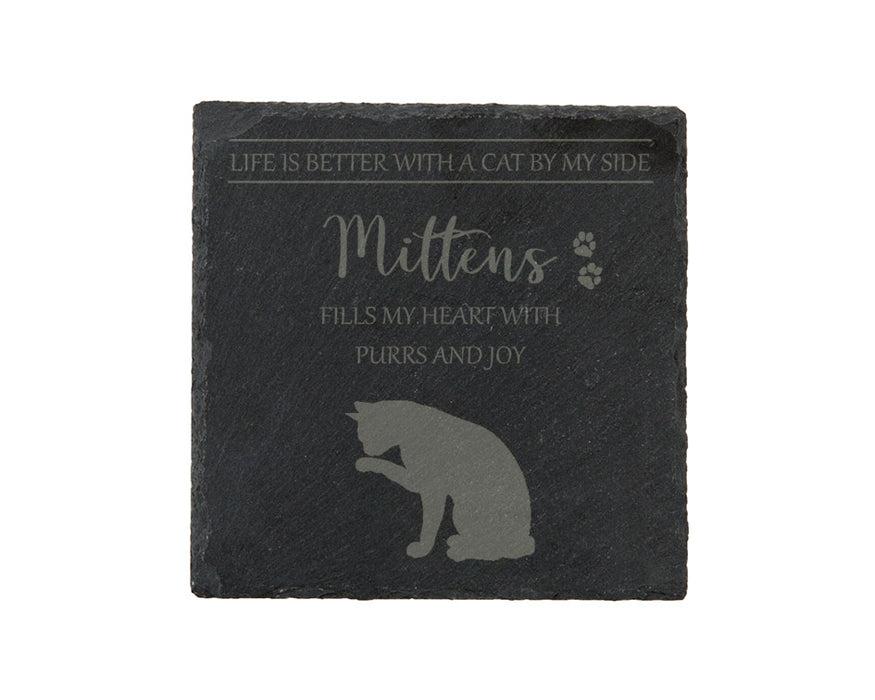 Life is better with a CAT by my side - personalised slate coasters