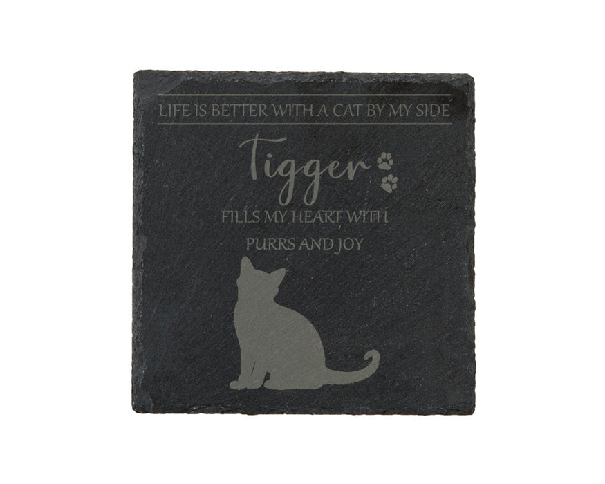 Life is better with a CAT by my side - personalised slate coasters