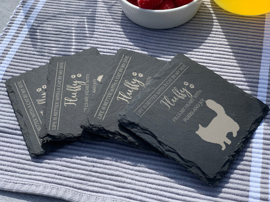 Life is better with a CAT by my side - personalised slate coasters