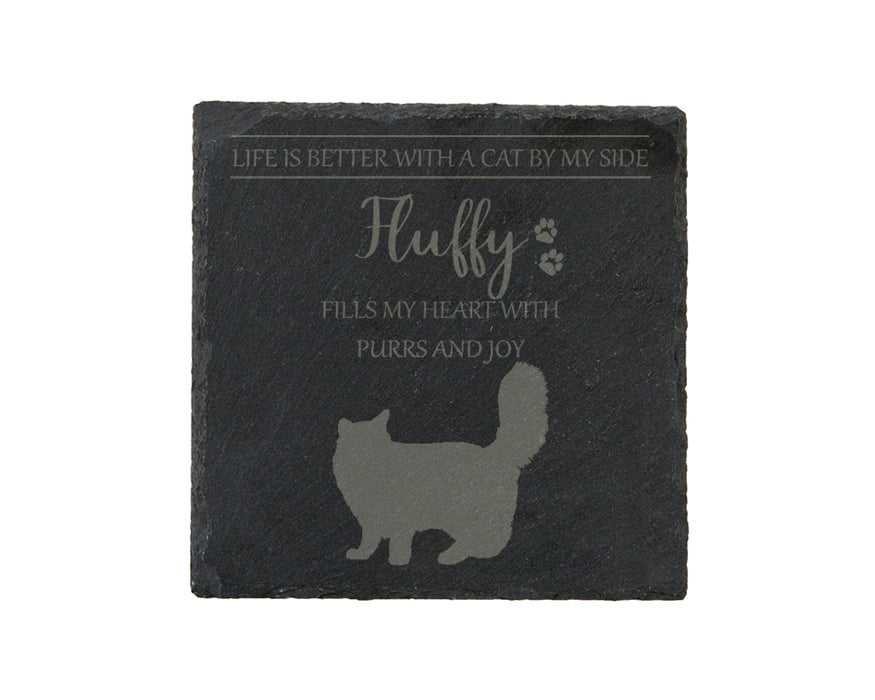 Life is better with a CAT by my side - personalised slate coasters