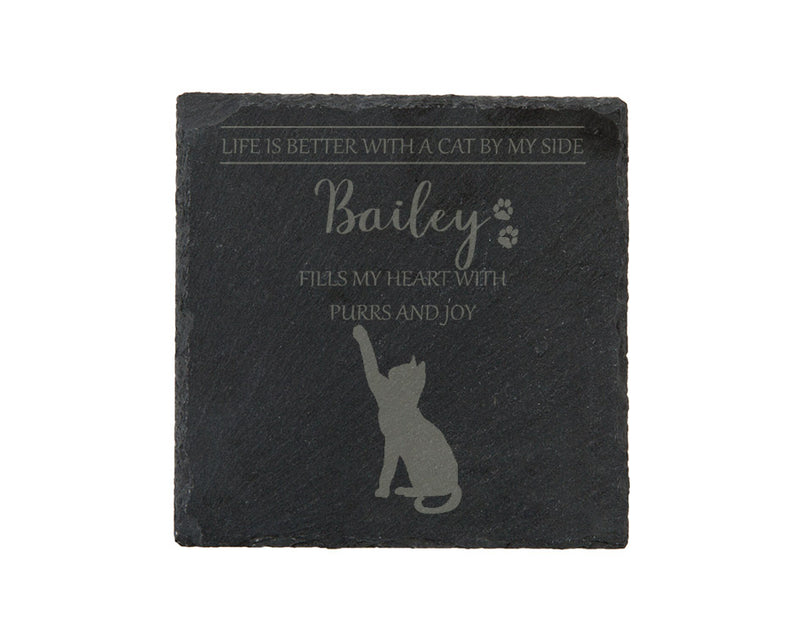 Life is better with a CAT by my side - personalised slate coasters