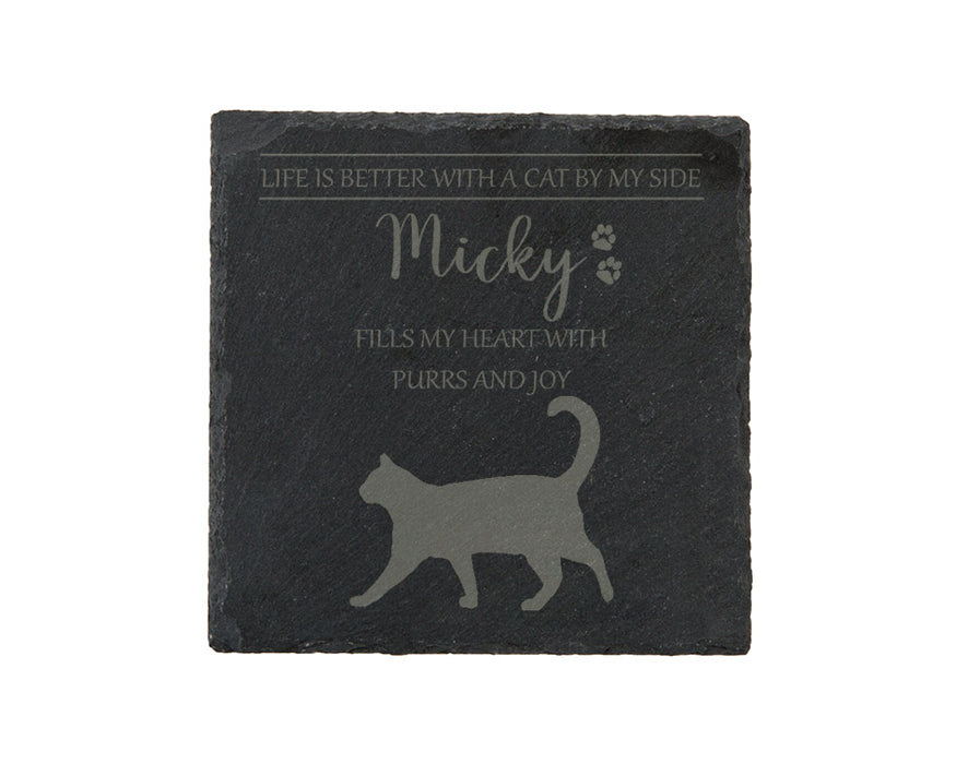 Life is better with a CAT by my side - personalised slate coasters