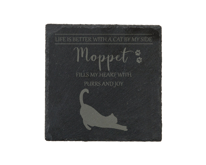 Life is better with a CAT by my side - personalised slate coasters