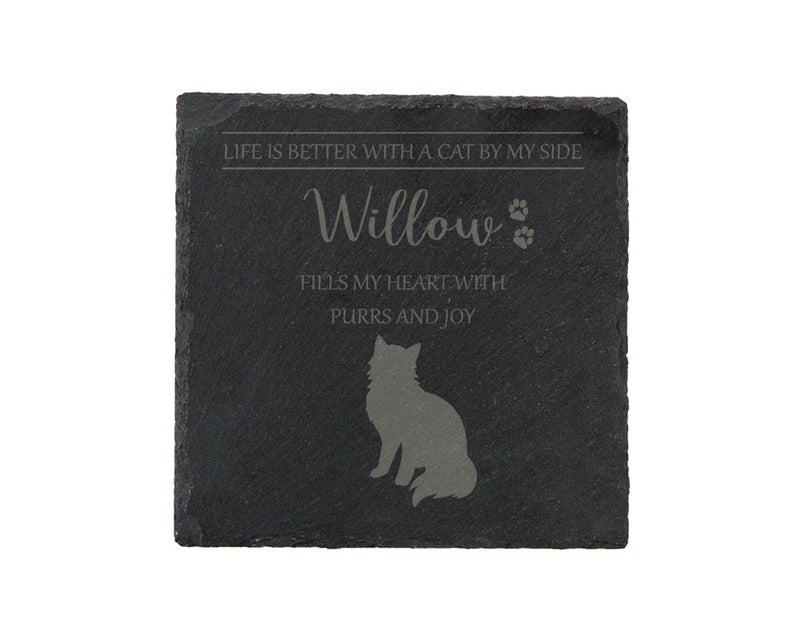 Life is better with a CAT by my side - personalised slate coasters
