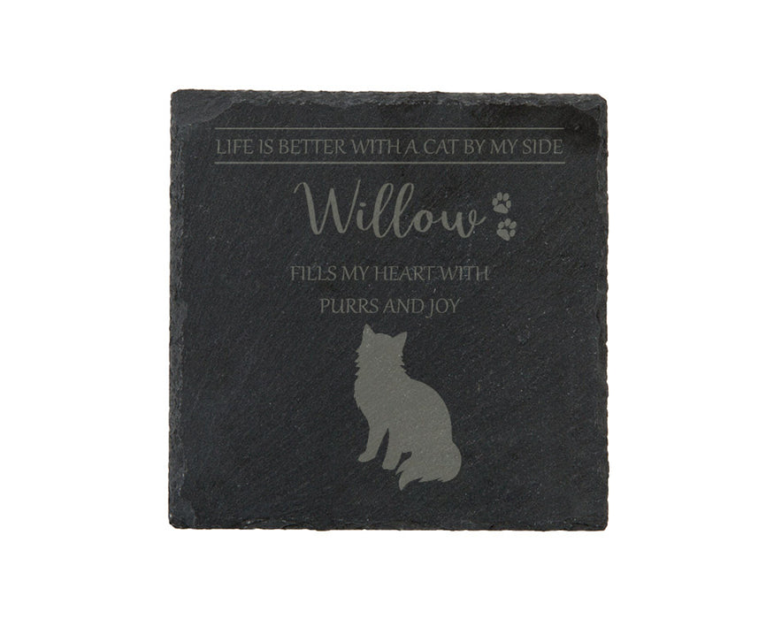 Life is better with a CAT by my side - personalised slate coasters