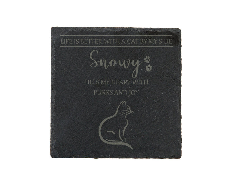 Life is better with a CAT by my side - personalised slate coasters