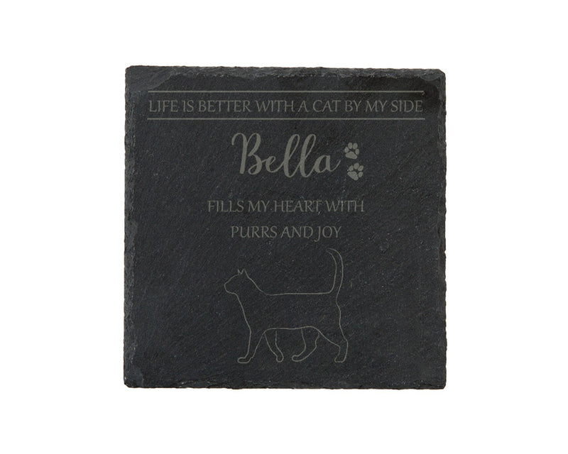 Life is better with a CAT by my side - personalised slate coasters