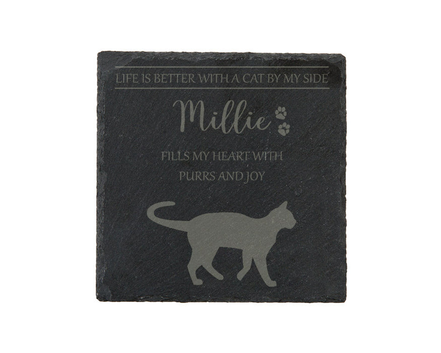 Life is better with a CAT by my side - personalised slate coasters