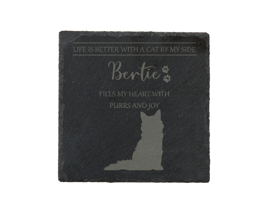 Life is better with a CAT by my side - personalised slate coasters