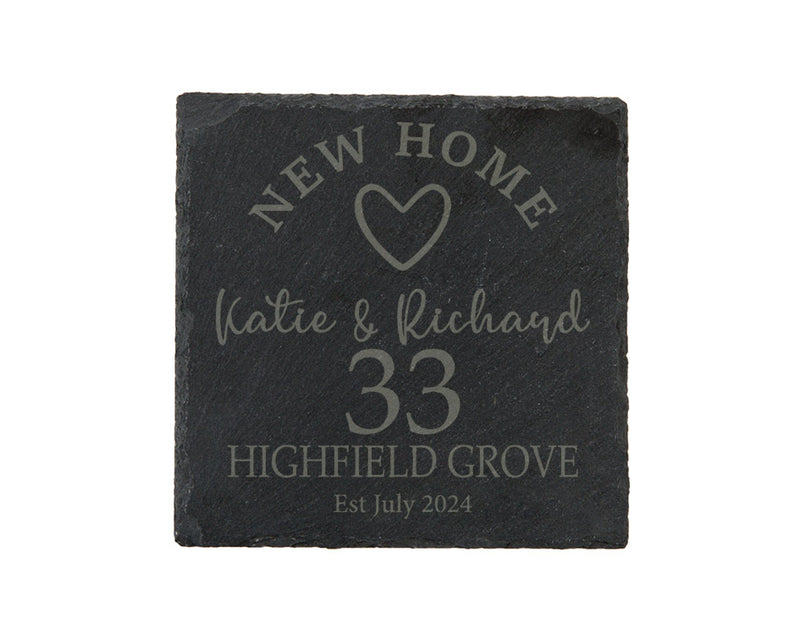 New Home Personalised Coaster - Custom Engraved Housewarming Gift