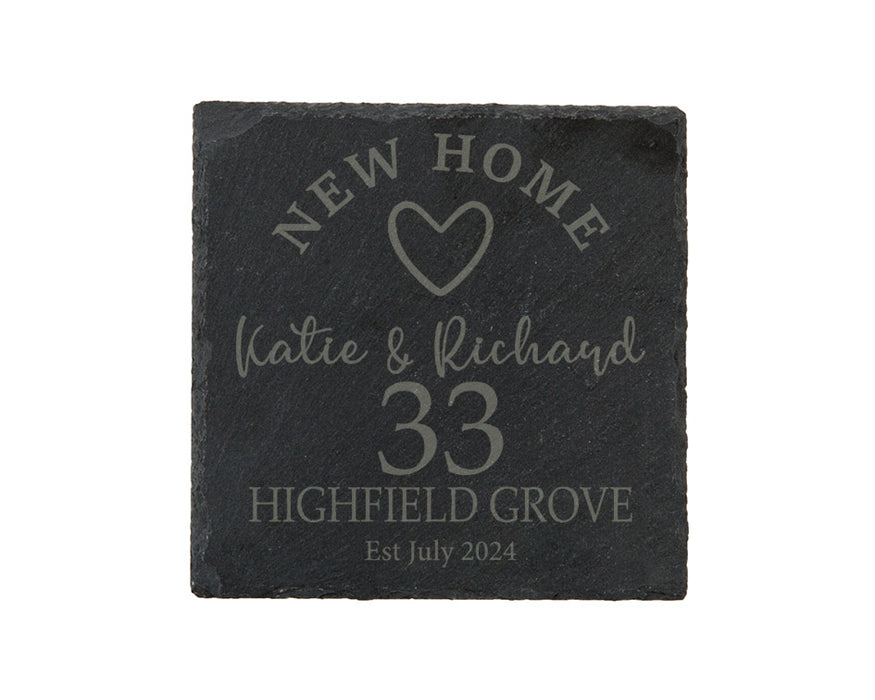 New Home Personalised Coaster - Custom Engraved Housewarming Gift