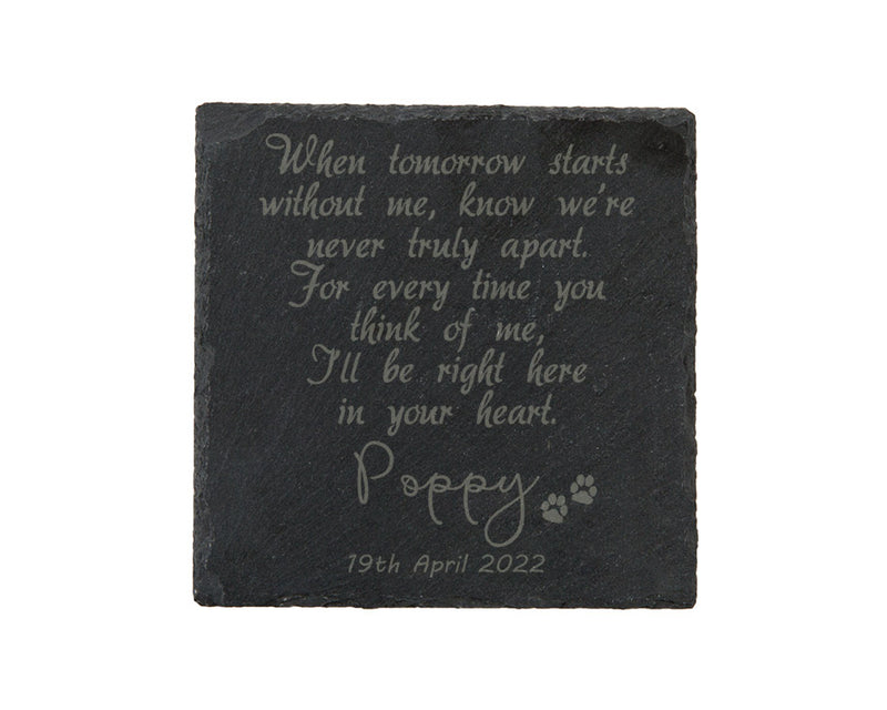 Pet Memorial Slate Coaster - Personalised Engraved Keepsake