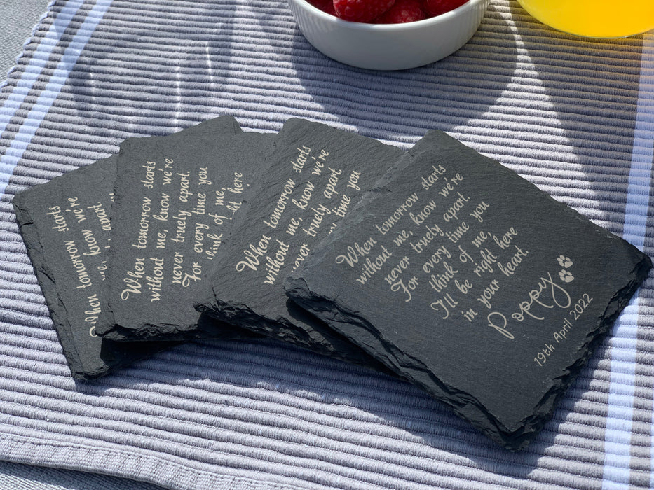 Pet Memorial Slate Coaster - Personalised Engraved Keepsake