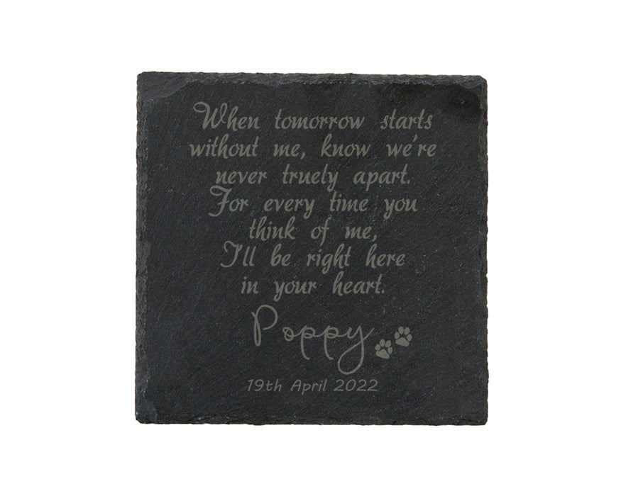 Pet Memorial Slate Coaster - Personalised Engraved Keepsake