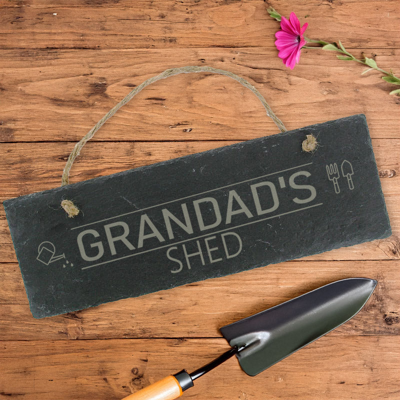 Slate Hanging Sign - Personalised Garden Shed - Large