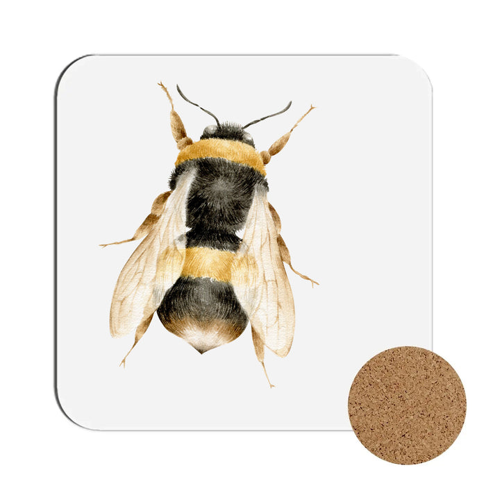 Bee themed coasters - personalised with name