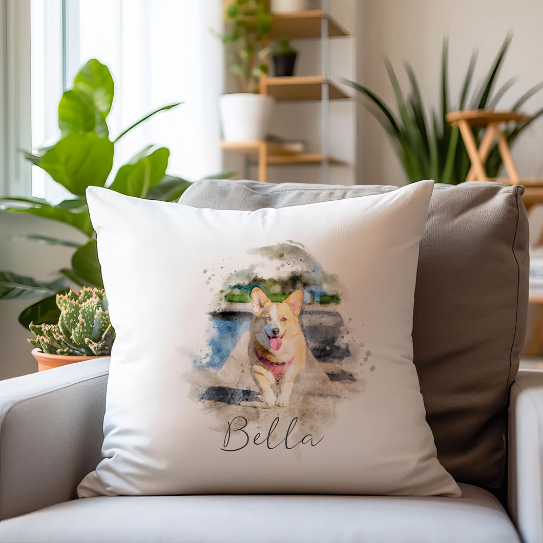 Watercolour Portrait Pet - Personalised Cushion