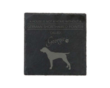 Load image into Gallery viewer, A house is not a home without a dog called ... personalised slate coasters
