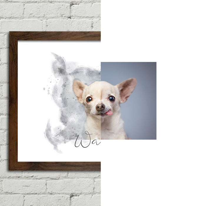 Framed Watercolour Style Pet Portrait