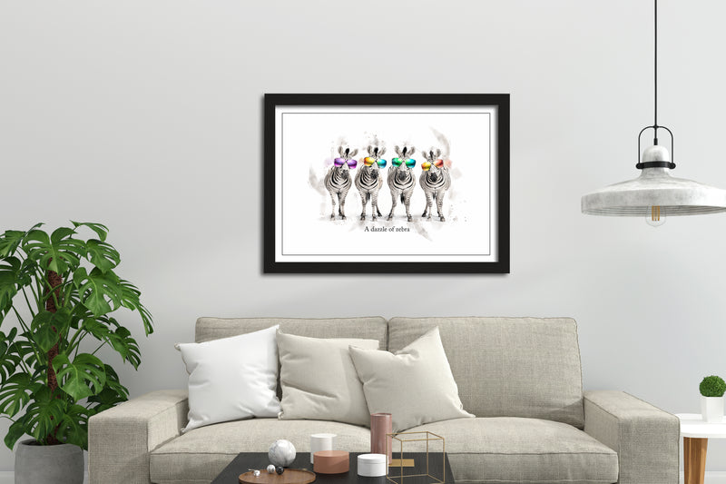 A Dazzle of Zebra – Framed Wall Art Print