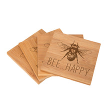 Load image into Gallery viewer, Bee... Happy Bamboo Coaster
