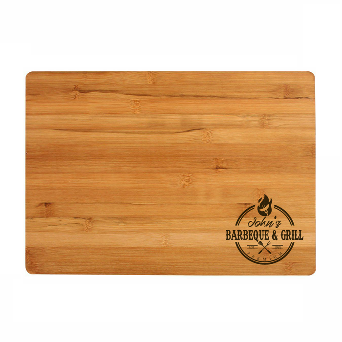 Barbeque & Grill Chopping / Serving Board - Flaming Logo - Personalised