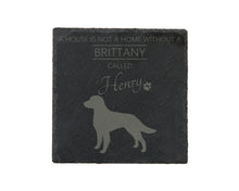 Load image into Gallery viewer, A house is not a home without a dog called ... personalised slate coasters
